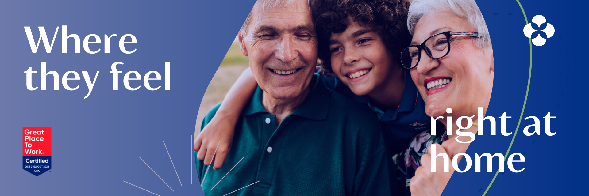 Elderly man and elderly woman with young boy, Where they feel right at home 